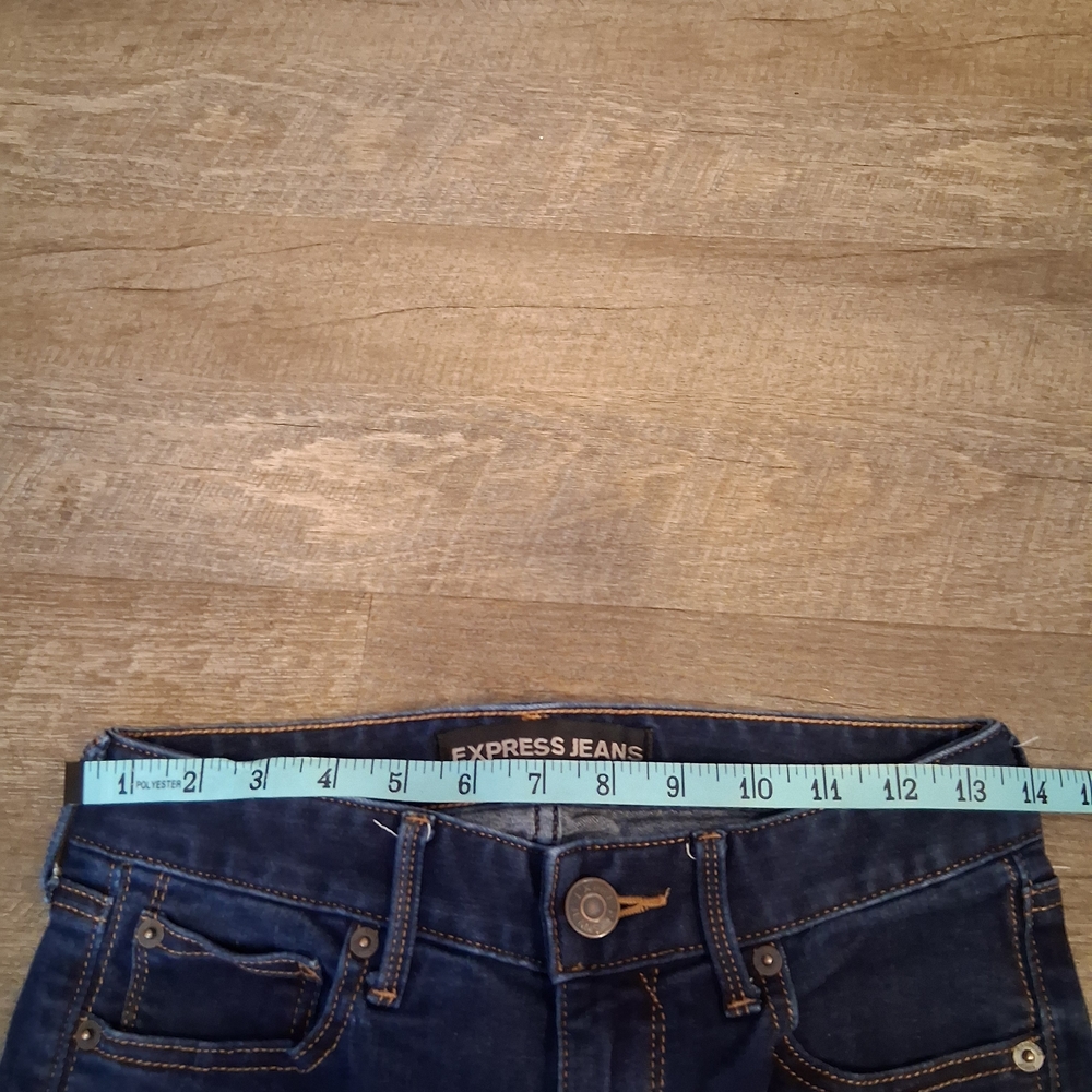 Express Dark Blue Flare Wide-Leg Jeans - Picture 6 of 9